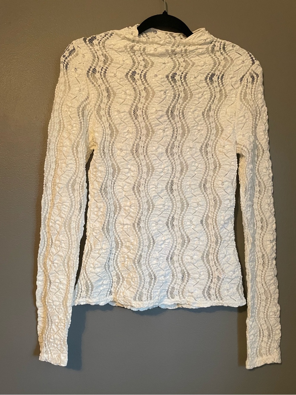 NWT Mango MNG Sz Med Off-White Lace Long Sleeve Perkins Collar Blouse Top Rt $46 - Picture 15 of 16
